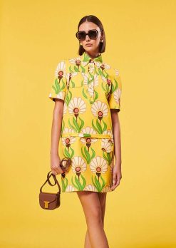 TARA JARMON Robe Rivage Imprime Fleurs Jaunes Online