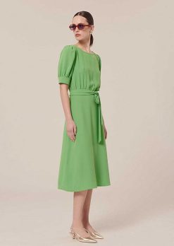 TARA JARMON Robe En Crepe Verte Rillytis Wholesale