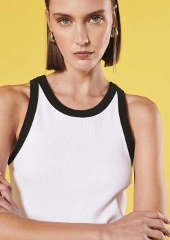 TARA JARMON Trish T-Shirt En Jersey Cotele Noir Et Blanc Best