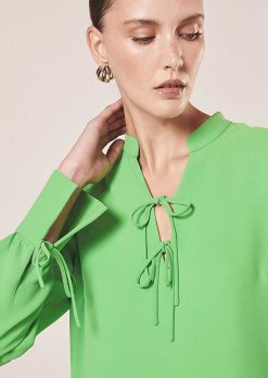 TARA JARMON Robe En Crepe Vert Radiance Hot