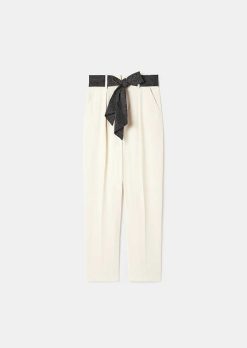 TARA JARMON Pantalon En Crepe Ecru Paga Online