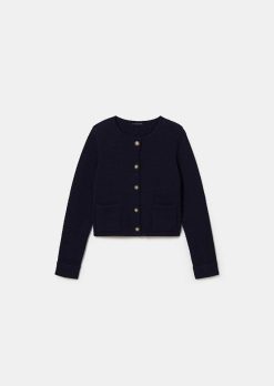 TARA JARMON Cardigan En Cupro Bleu Nuit Guest Clearance