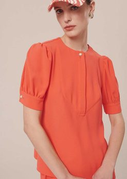 TARA JARMON Blouse En Crepe Corail Tourterelle Wholesale