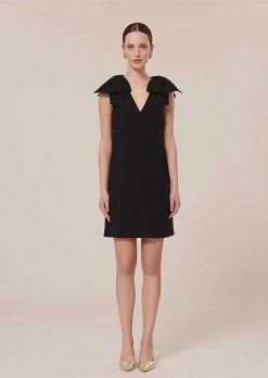 TARA JARMON Remarquable Robe En Crepe Noir Wholesale