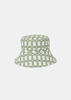 TARA JARMON Chapeau Bob Ecru Avec Design Graphique Vert Clearance