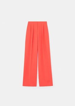 TARA JARMON Pantalon Parigi En Crepe Corail New