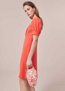 TARA JARMON Robe Roucoule En Crepe Corail Hot