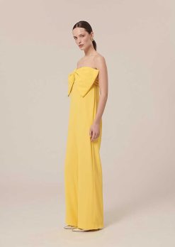 TARA JARMON Combinaison Coeur Jaune En Crepe New