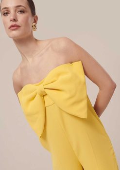 TARA JARMON Combinaison Coeur Jaune En Crepe New