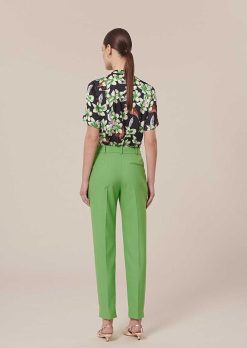 TARA JARMON Pantalon En Laine Froide Vert Pascal Clearance