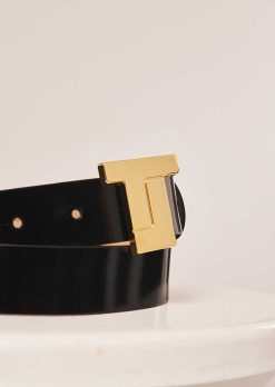 TARA JARMON Ceinture 8 Bis En Cuir Noir Hot