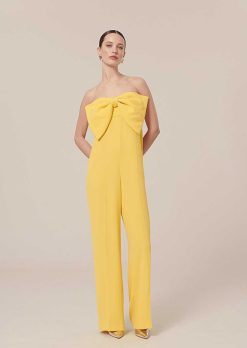 TARA JARMON Combinaison Coeur Jaune En Crepe New