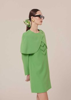 TARA JARMON Cape En Crepe Verte Valentina Clearance