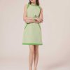 TARA JARMON Robe Rajane En Double Toile Verte New