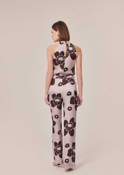 TARA JARMON Pantalon Imprime Fleurs Violettes Prosper Wholesale