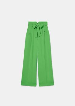 TARA JARMON Pantalon En Crepe Vert Pyla Best