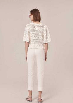 TARA JARMON Pantalon En Coton Blanc Pablo Hot