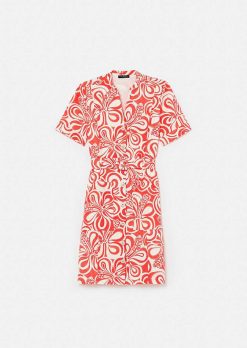 TARA JARMON Robe En Coton A Motif Graphique Rosemarine Ecru Et Corail Online