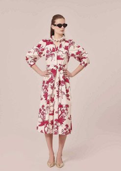 TARA JARMON Robe Rivoltine Ecru Imprime Floral Best