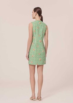 TARA JARMON Robe Vichy Verte Raphia Best