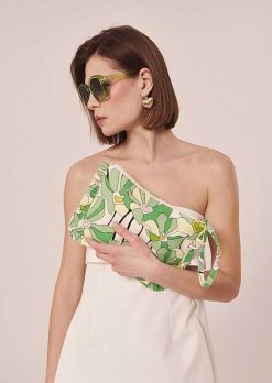 TARA JARMON Pochette Souple A Imprime Floral Vert Sabrina Online