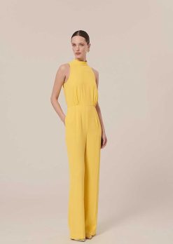 TARA JARMON Combinaison Cecile En Crepe Jaune Wholesale