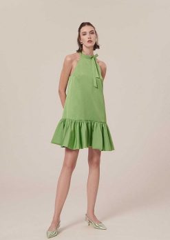 TARA JARMON Robe En Satin Vert Riviera Hot