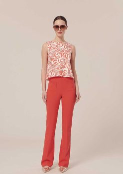 TARA JARMON Pantalon En Toile Double Phoenix Corail New