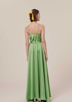 TARA JARMON Jupe En Satin Vert Joya Best