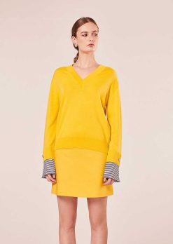 TARA JARMON Pull Jaune Primrose En Coton Et Laine Merinos Best