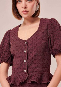 TARA JARMON Chemise Imprimee Fleurs Marron Clorinda Clearance