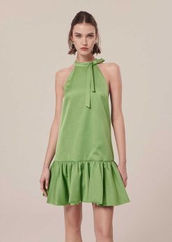 TARA JARMON Robe En Satin Vert Riviera Hot