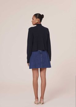 TARA JARMON Cardigan En Cupro Bleu Nuit Guest Clearance