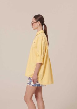 TARA JARMON Chemise En Popeline Jaune Tallulah Clearance