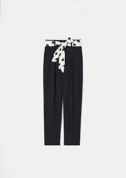 TARA JARMON Pantalon En Crepe Noir Paga New