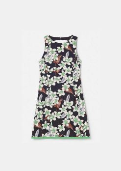 TARA JARMON Robe Imprimee A Fleurs Bleu Nuit Ritza Clearance