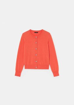 TARA JARMON Cardigan Gaelle Corail En Laine Et Coton New