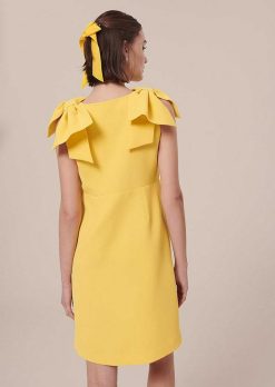 TARA JARMON Remarquable Robe En Crepe Jaune Hot