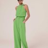 TARA JARMON Pantalon En Crepe Vert Pyla Best