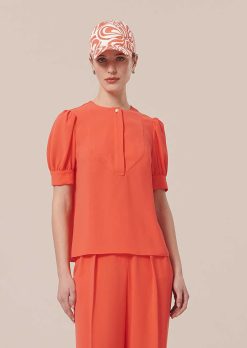 TARA JARMON Blouse En Crepe Corail Tourterelle Wholesale