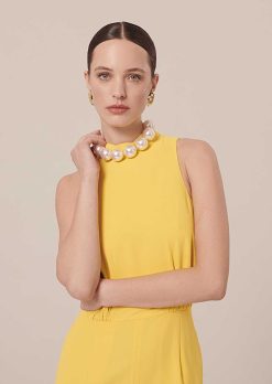 TARA JARMON Combinaison Cecile En Crepe Jaune Wholesale