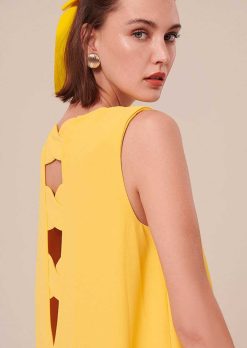 TARA JARMON Robe En Crepe Jaune Roxy Wholesale