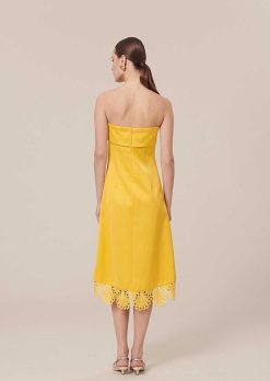 TARA JARMON Robe En Satin Jaune Roy New