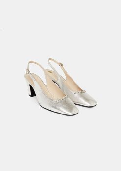 TARA JARMON Chaussures En Cuir Argentees Katrina Online