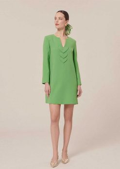 TARA JARMON Robe Rhea En Crepe Vert Best