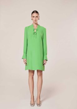 TARA JARMON Robe En Crepe Vert Radiance Hot