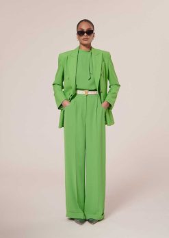 TARA JARMON Pantalon En Crepe Vert Pyla Best