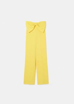 TARA JARMON Combinaison Coeur Jaune En Crepe New