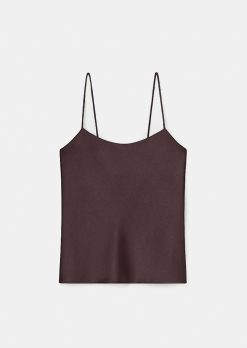 TARA JARMON Haut Fluide En Satin Tess Brown New
