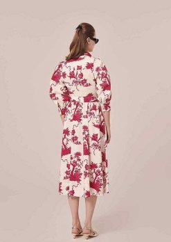 TARA JARMON Robe Rivoltine Ecru Imprime Floral Best